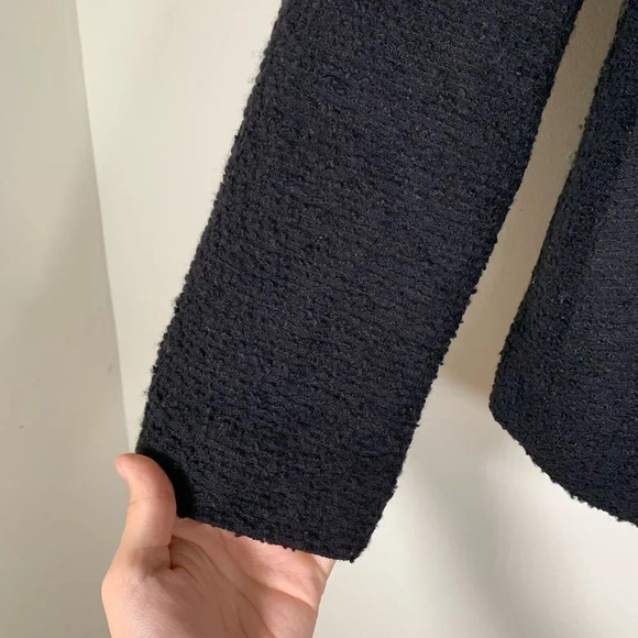 Josephine Chaus Blazer Womens Petite 8 Black Textured Padded Shoulders - Picture 4 of 9